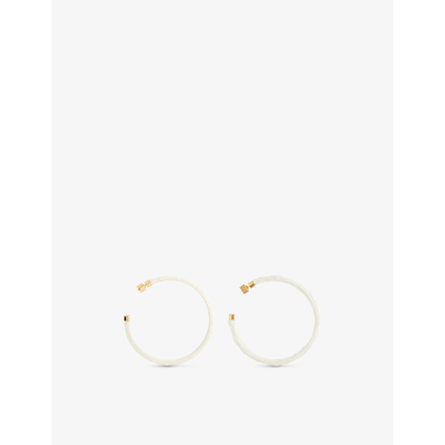 Shop Jacquemus Les Creoles Platre Plaster And Brass Hoop Earrings In White