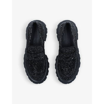 Shop Alexander Mcqueen Women's Black Wander Hybrid Crystal-embellished Leather Loafers