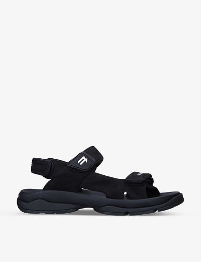 Shop Balenciaga Tourist Brand-patch Mesh Sandals In Black