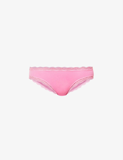 Shop Stripe & Stare Womens Hot Pink Mid-rise Lace Stretch-woven Briefs