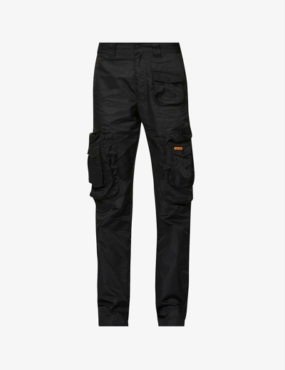 Shop Heron Preston Ex-ray Logo-patch High-rise Shell Trousers In Black No Colour