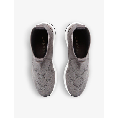 Shop Carvela Comfort Women's Grey Chequerboard Quilted Knitted High-top Trainers