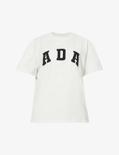 Shop Adanola Women's Grey Marl Core Relaxed-fit Cotton T-shirt