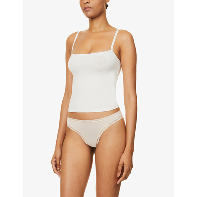 Stripe & Stare Low-rise Pack Of Four Stretch-woven Thongs In Nude (lingerie)