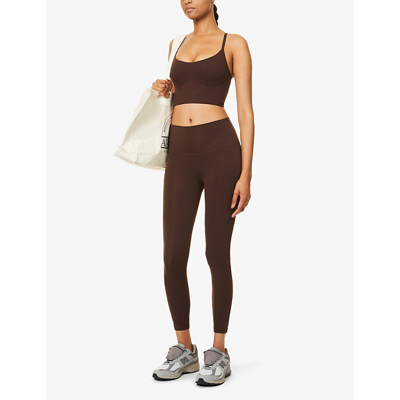 Shop Varley Always Surrey Recycled Polyester-blend Sports Bra In Coffee Bean