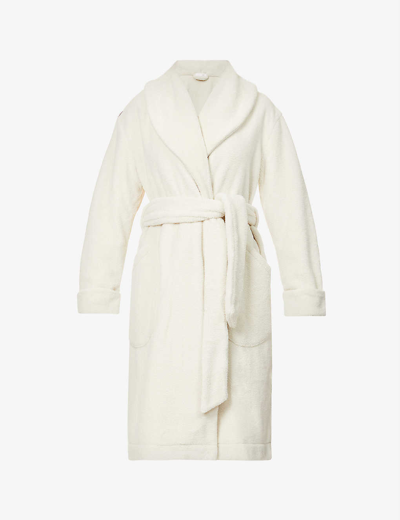 Shop Skin Vivienne Fleece Recycled-polyester Robe In Bone