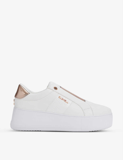 Carvela Jive Platform Slip-on Faux-leather Low-top Trainers In White |  ModeSens