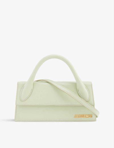 Shop Jacquemus Light Green Le Chiquito Long Leather Top-handle Bag