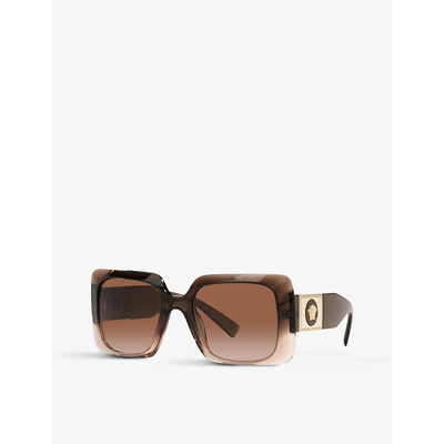 Shop Versace Women's Brown Ve4405 Square-frame Acetate Sunglasses