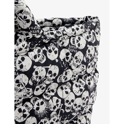 Shop Erl Black Skull-print Quilted Cotton-down Tote Bag