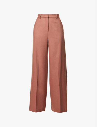 Shop Joseph Women's Mauve Alana Wide-leg High-rise Wool-blend Trousers