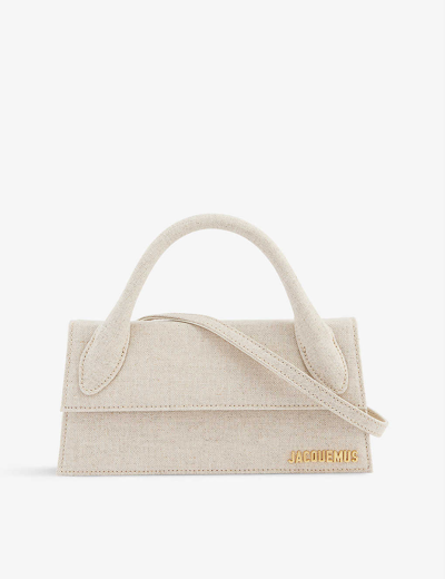 Jacquemus Le Chiquito Long Linen-blend Top-handle Bag In Light Greige