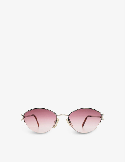 Shop The Vintage Trap Pre-loved Dior 90s Round-frame Acetate And Metal Sunglasses In Silver Pink