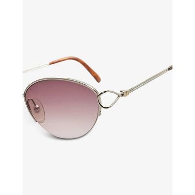 Shop The Vintage Trap Pre-loved Dior 90s Round-frame Acetate And Metal Sunglasses In Silver Pink