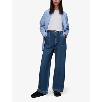 Shop Whistles Women's Blue Raya Wide-leg High-rise Jeans