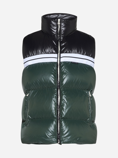 Shop Palm Angels Quilted And Padded Nylon Vest In Green,black