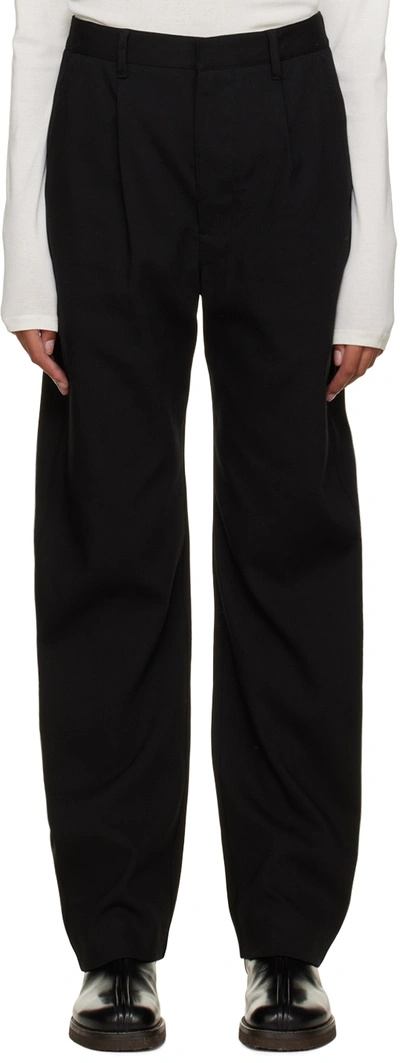 Shop Lemaire Black Pleated Trousers In Bk999 Black