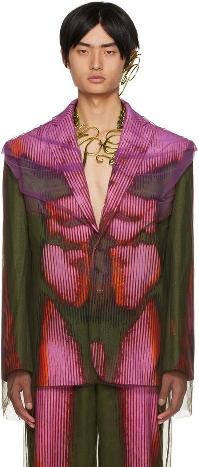 Y/project Khaki Jean Paul Gaultier Edition Overlay Blazer In Pink