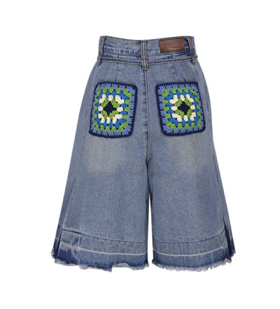 Shop Andersson Bell Straight Leg Belted Denim Shorts In Denim Blue