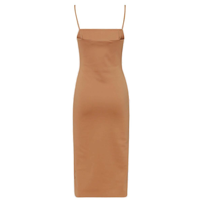 Shop Off-white Logo Printed Sleeveless Dress In Brown
