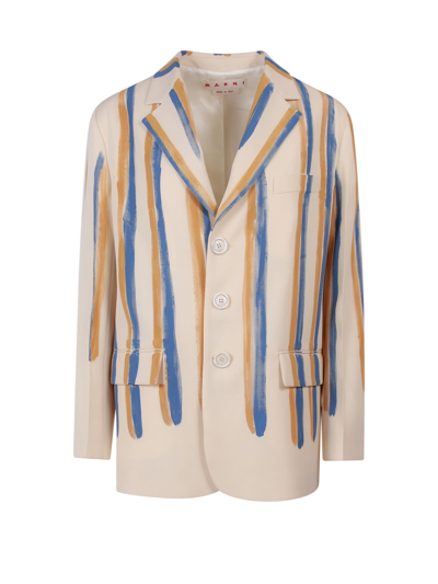 Marni Chic Single-breasted Jacket In Ivory
