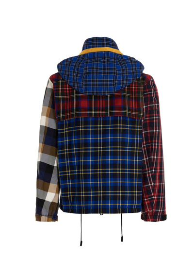 Shop Dolce & Gabbana Check Patchwork Drawstring Coat In Multicolor