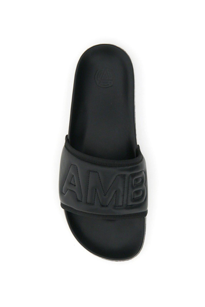 Shop Ambush Logo Embossed Open-toe Slides In Black
