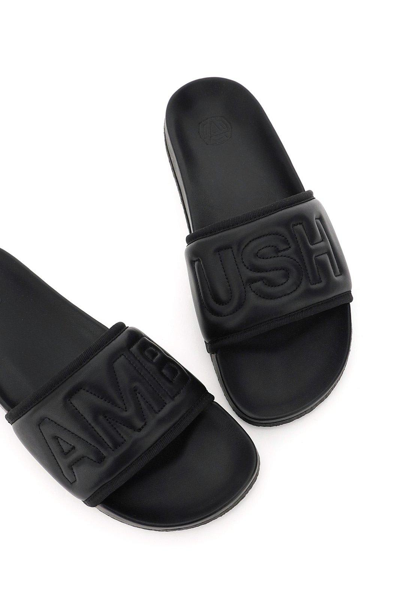 Shop Ambush Logo Embossed Open-toe Slides In Black