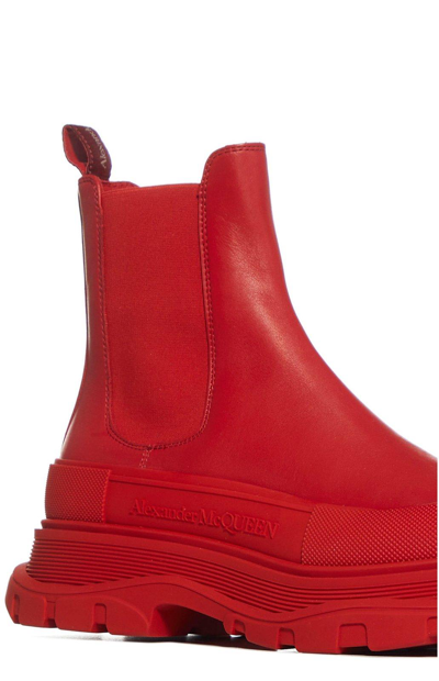 Shop Alexander Mcqueen Tread Slick Chelsea Boots In Red