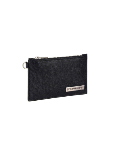 Shop Balenciaga Logo Plaque Wallet In Black