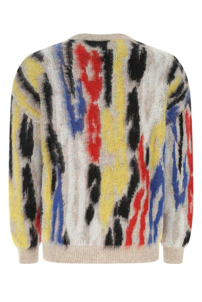 Shop Saint Laurent Jacquard Crewneck Sweater In Multicolor
