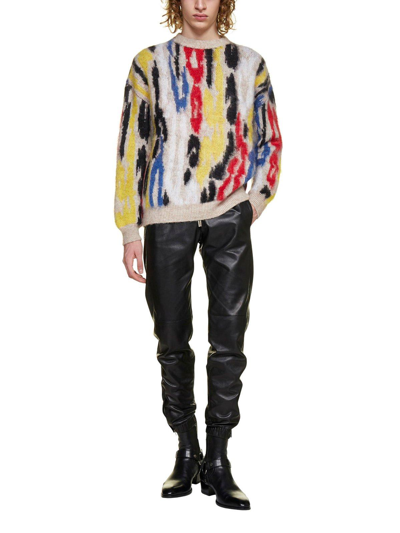 Shop Saint Laurent Jacquard Crewneck Sweater In Multicolor