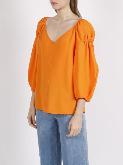 Shop Stella Mccartney Crepe Blouse In Orange