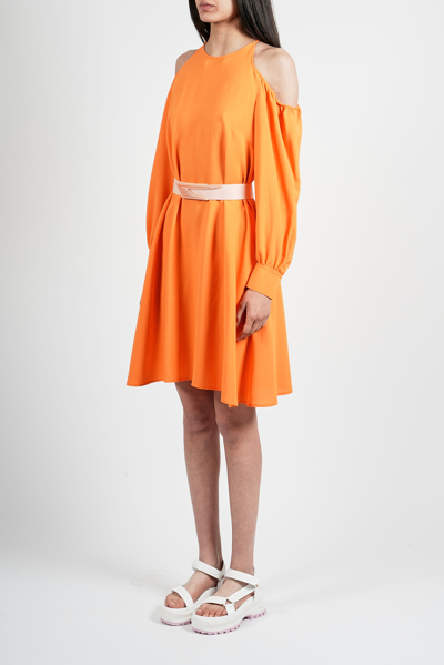 Shop Stella Mccartney Ini Dress With Belt In Orange