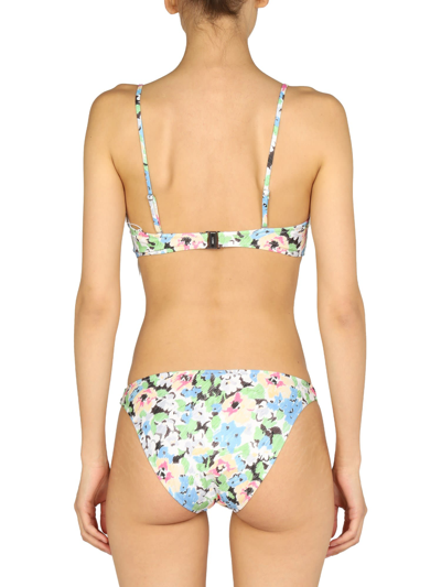 Shop Ganni Floral Pattern Bikini Briefs In Light Blue