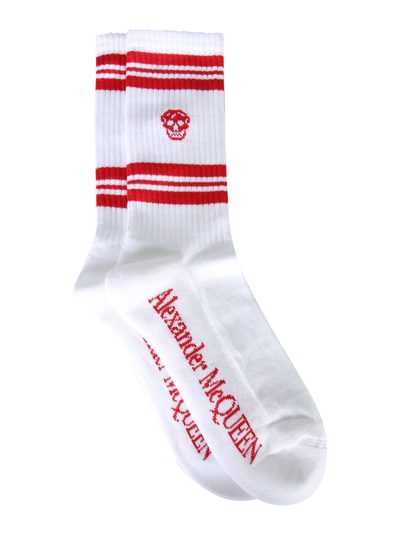 Shop Alexander Mcqueen Sports Skull Socks In White