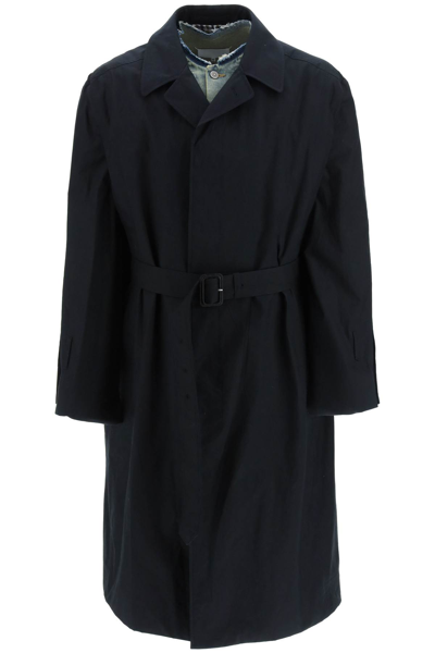 Shop Maison Margiela Trompe Loeil Trench Coat In Cotton And Denim In Black