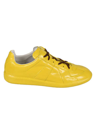 Shop Maison Margiela Glossy Cross-lace Sneakers In Yellow