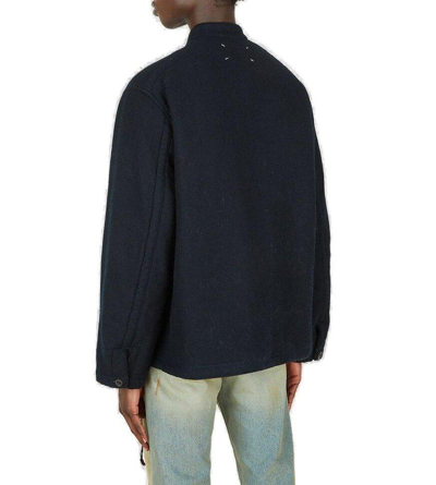 Shop Maison Margiela Button Detailed Long-sleeved Jacket In Navy