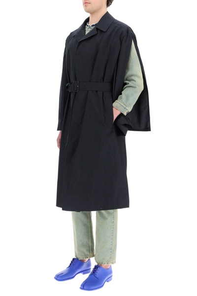 Shop Maison Margiela Trompe Loeil Trench Coat In Cotton And Denim In Black