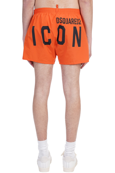Dsquared2 Icon-print Drawstring Swim Shorts In Orange