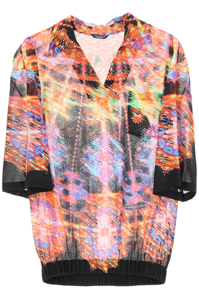 Shop Dolce & Gabbana Cotton Shirt With Illumination Print In Multicolor