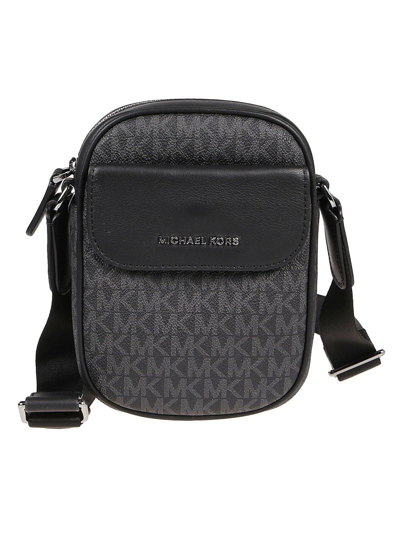 Shop Michael Kors Hudson Logo Monogram Crossbody Bag In Black
