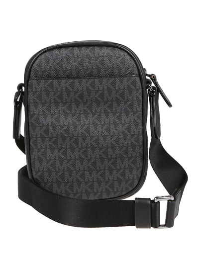Shop Michael Kors Hudson Logo Monogram Crossbody Bag In Black