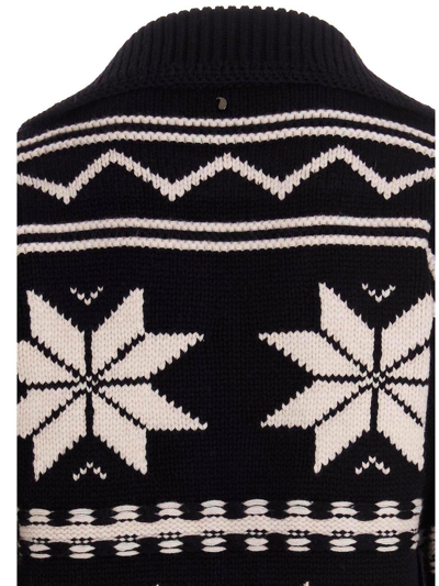 Shop Etro Graphic Knitted Zip-up Jacket In Navy
