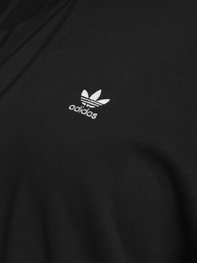 Shop Adidas Originals Classic Satin Tape Cropped Hoodie In Black