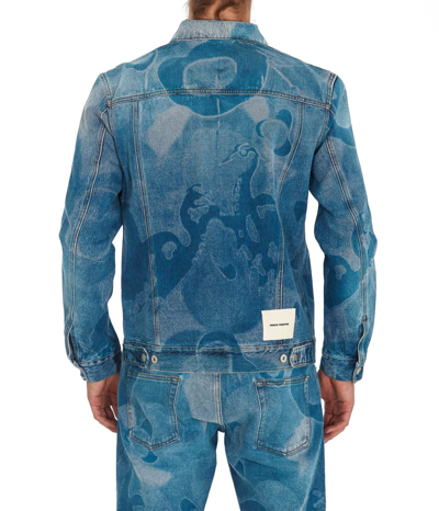 Shop Heron Preston Camouflage Print Denim Jacket In Denim Blue