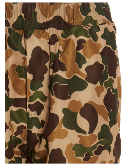 Shop Palm Angels Camouflage Printed Elastic Waist Pants In Army Green