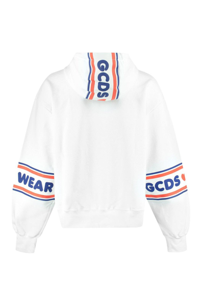 Shop Gcds Logo Tape Printed Hoodie In White