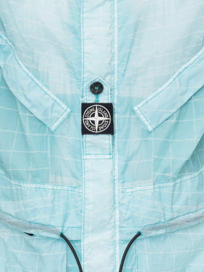 Shop Stone Island Reflective Grid Drawstring Jacket In Green